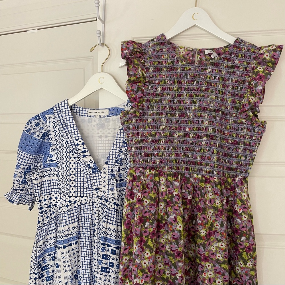 TWO English Factory Dresses / Sz S